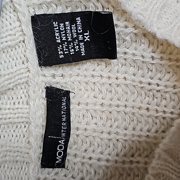 Moda Intl Ladies XL Chunky Oversized two tone neutral ivory scoop neck sweater - Picture 4 of 6